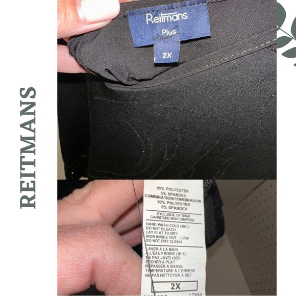 🛍️3/$40 Reitmans Black Silver Sparkle metallic V-Neck Women's Top Chain Metal 2X - Picture 5 of 5